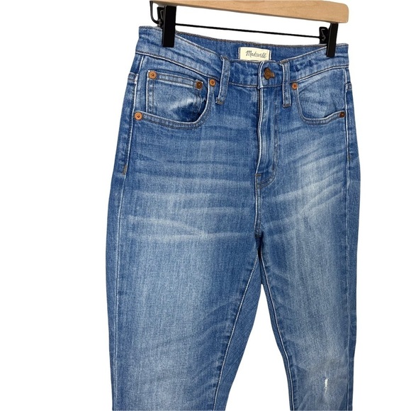 Madewell The High Rise Slim Boyjean Dover Wash Size 24 Distressed Raw Hem K7538 - Picture 5 of 12